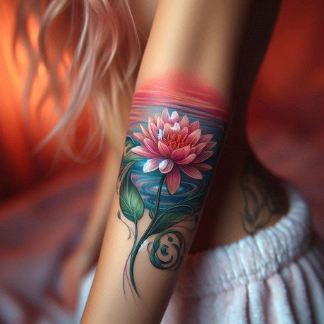 July Birth Flower Water Lily Tattoo